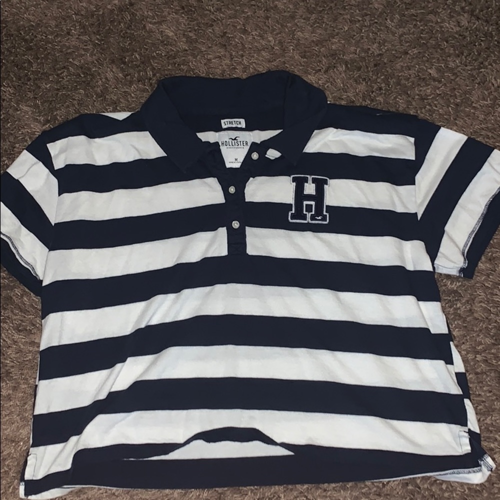 Striped hollister cropped polo